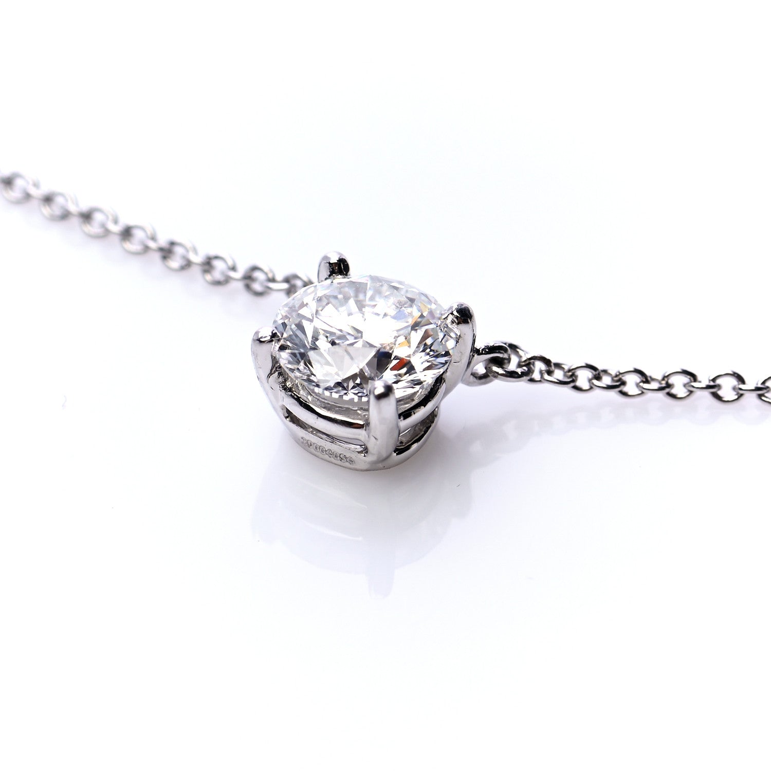 Tiffany Platinum Diamond .74ct Solitaire Pendant Necklace 4 of 8