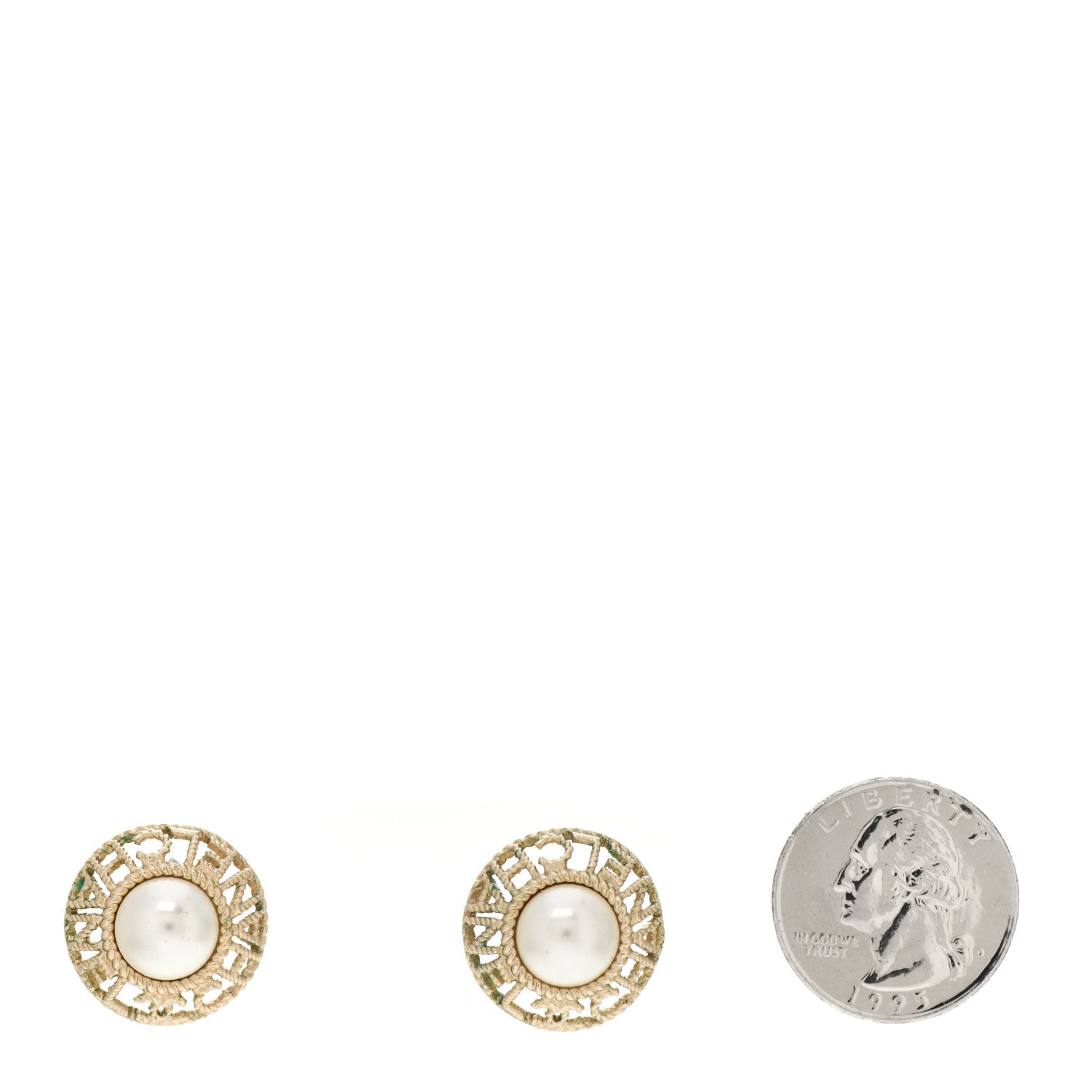 Chanel Pearl CC Round Rope Logo Earrings Gold 2 of 5