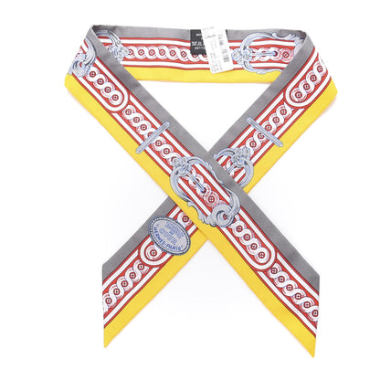 Hermes Silk Bride De Cour Twilly Gris Jaune Vif Rouge 1 of 4