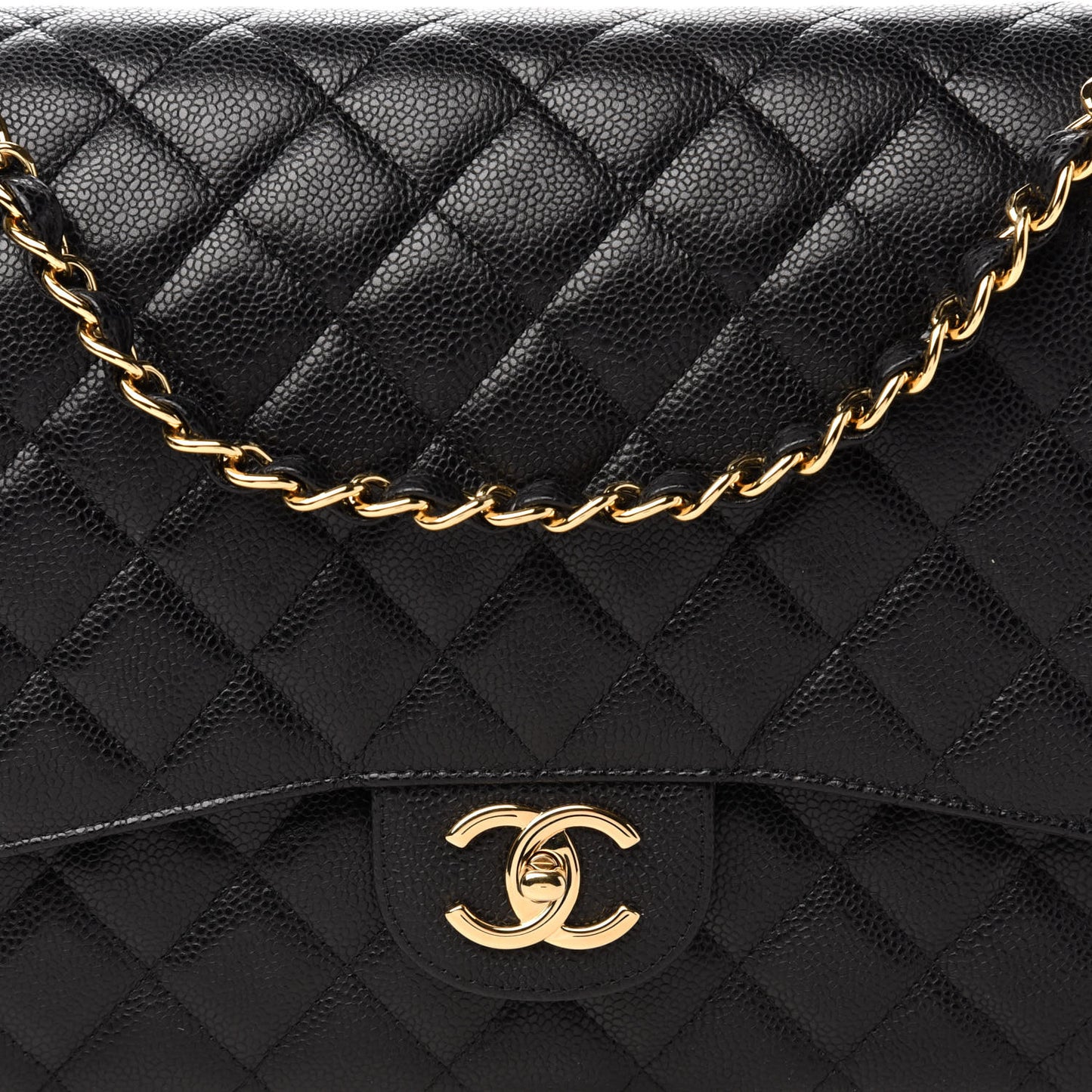 Caviar Quilted Maxi Double Flap Black