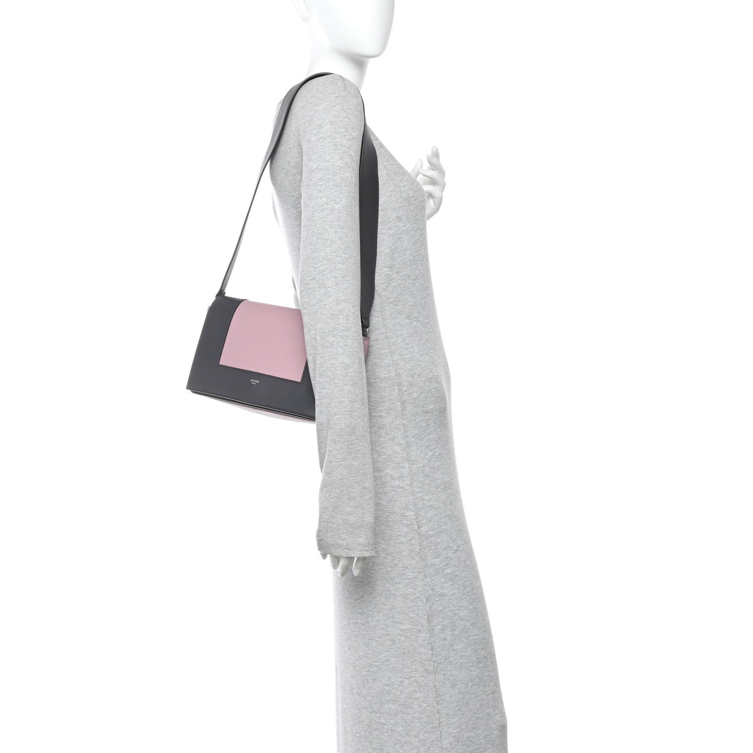 Celine Shiny Smooth Calfskin Medium Frame Shoulder Bag Liquorice Antique Rose 2 of 9