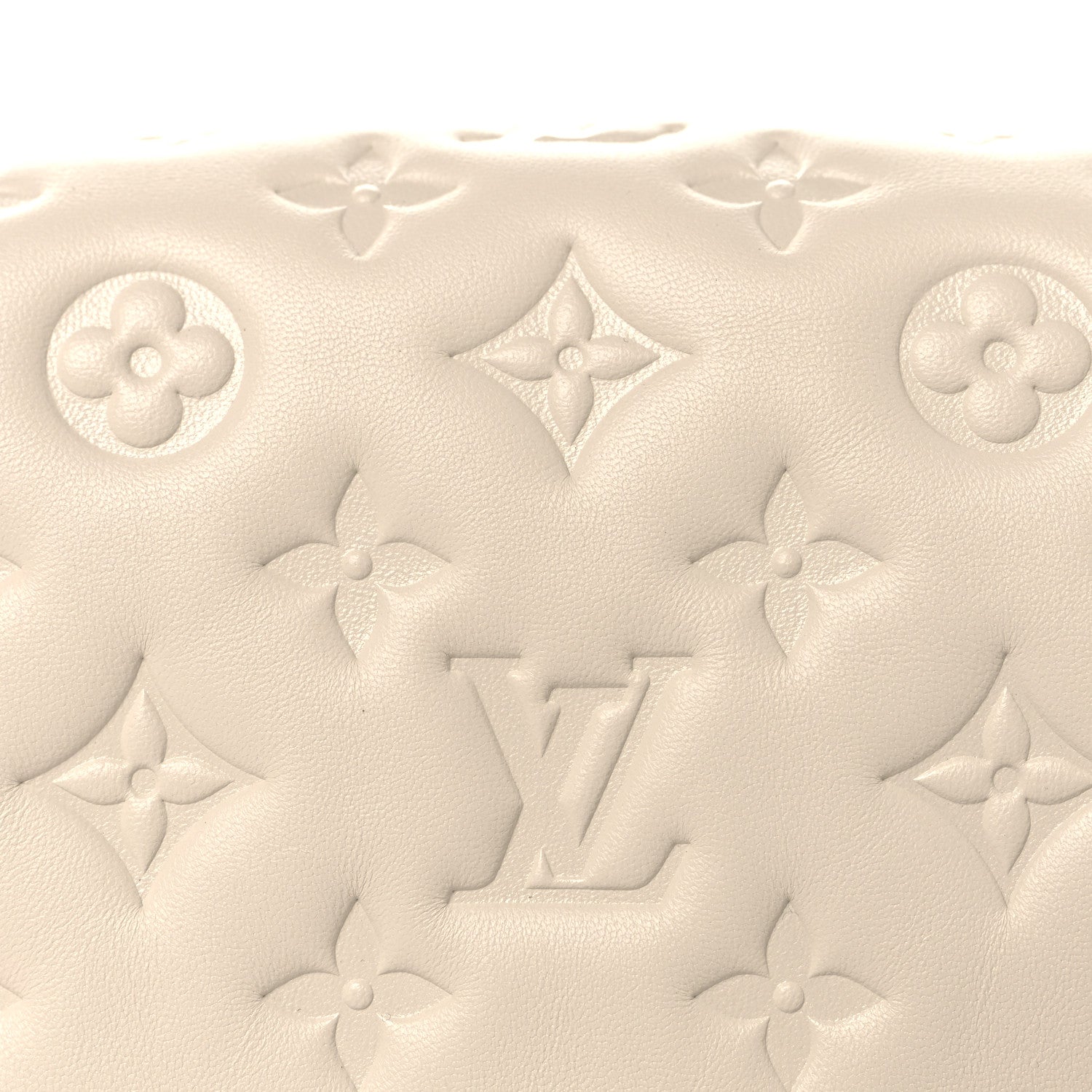 Louis Vuitton Lambskin Embossed Monogram Pochette Coussin Crossbody Creme 8 of 11