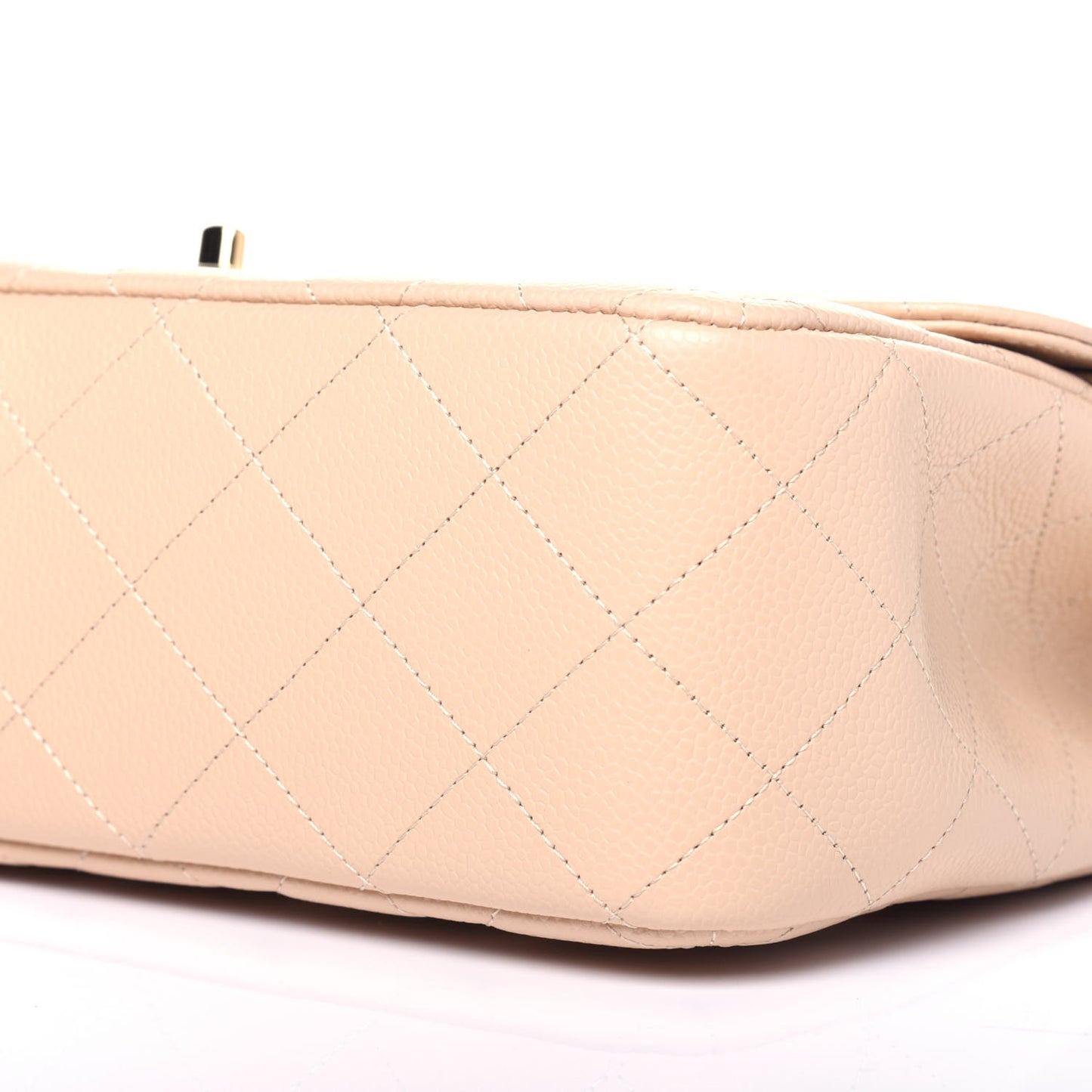 Caviar Quilted Jumbo Double Flap Light Beige