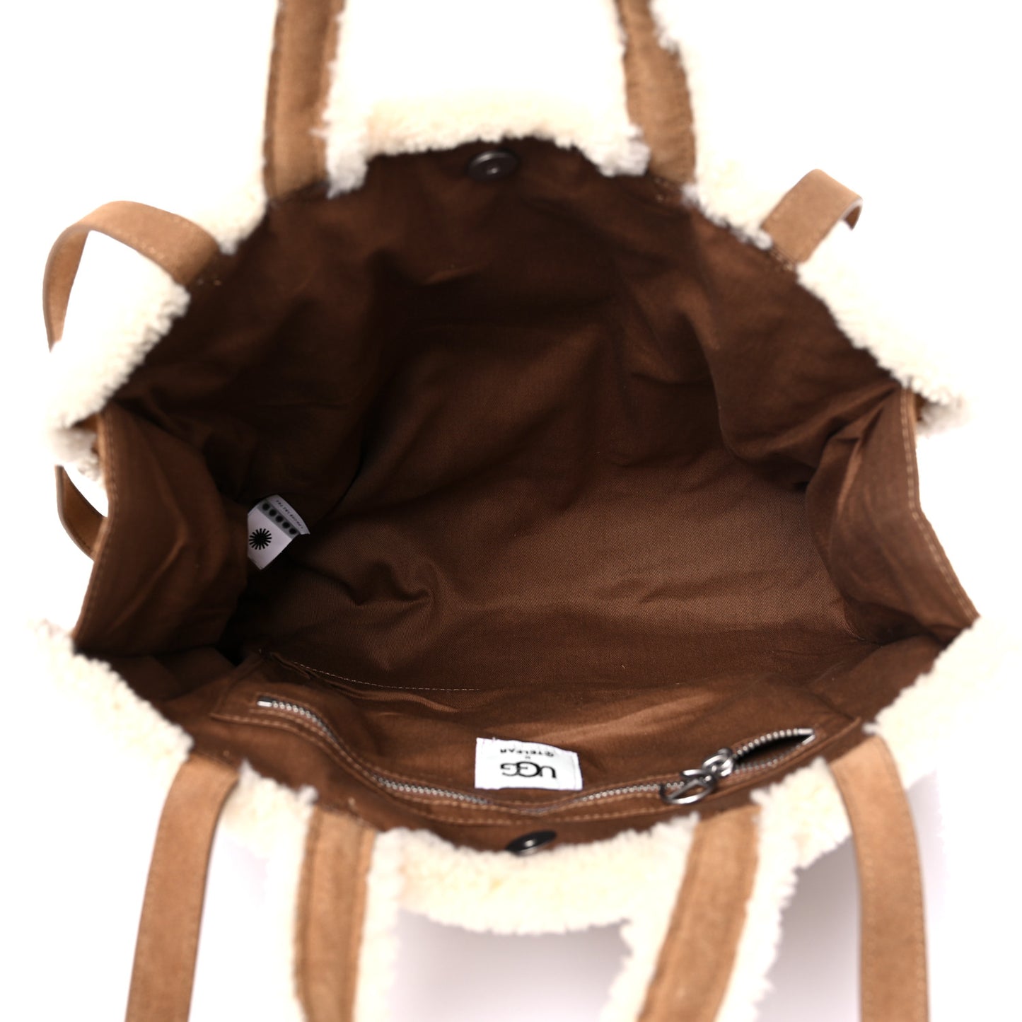X UGG Suede Shearling Medium Shopping Bag Chestnut