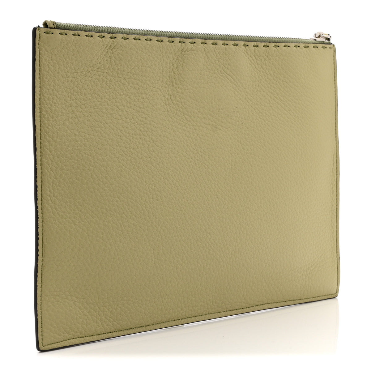 Fendi Cuoio Romano Selleria Large Flat Pouch Green Tea 3 of 12