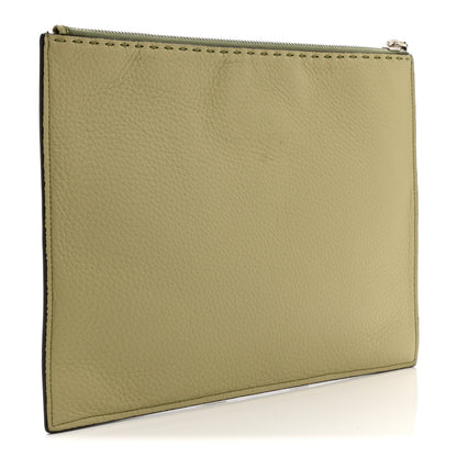 Fendi Cuoio Romano Selleria Large Flat Pouch Green Tea 3 of 12