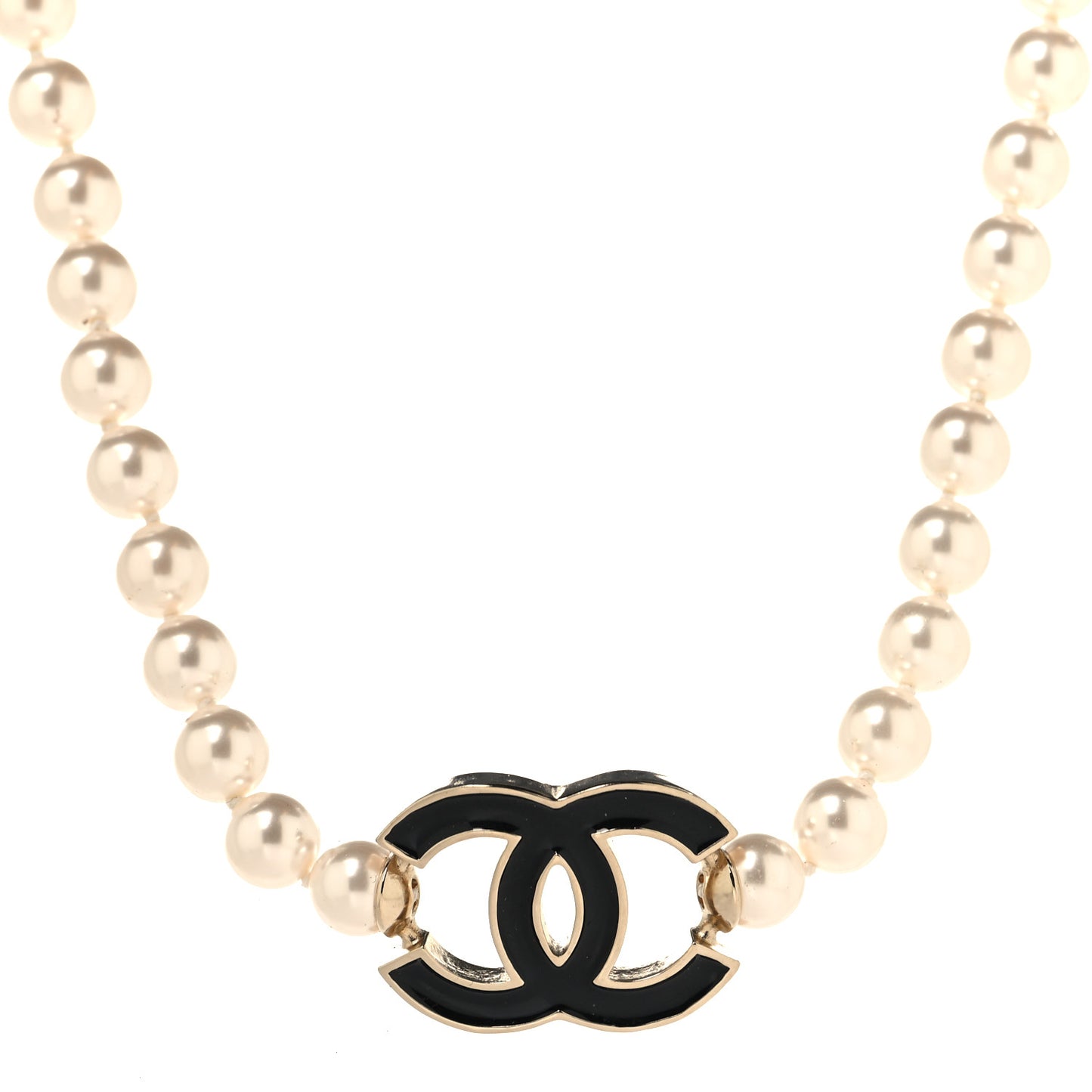 Pearl Resin CC Choker Necklace Gold White Black