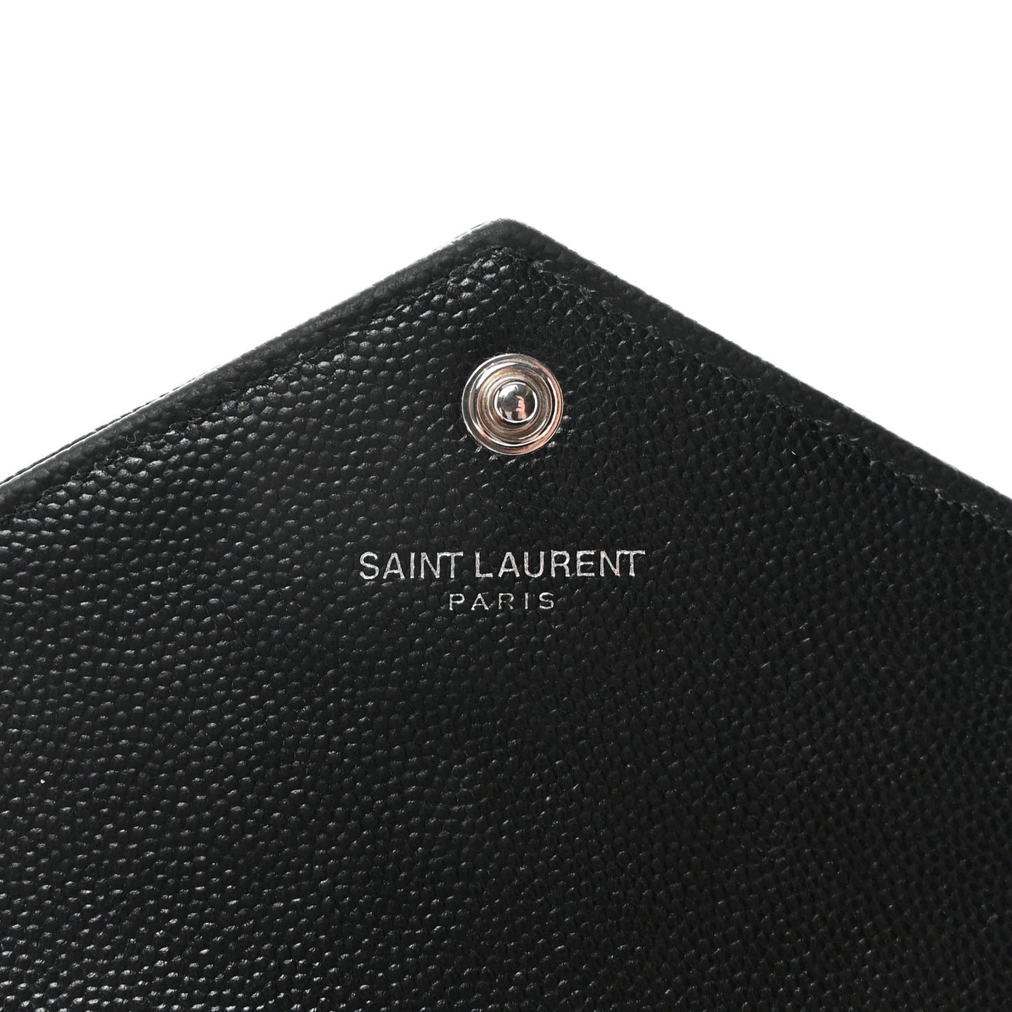 Grain De Poudre Matelasse Chevron Monogram Envelope Chain Wallet Black