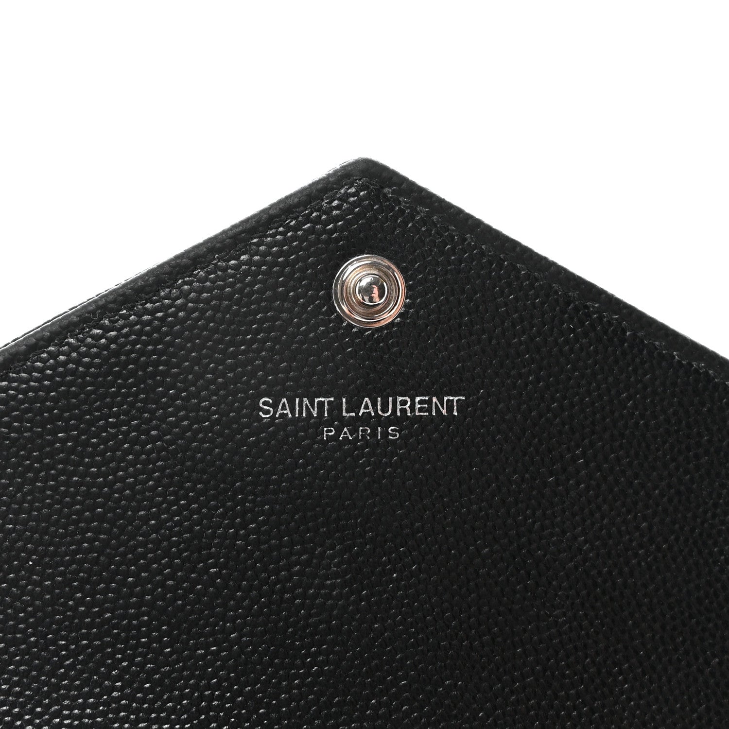 Saint Laurent Grain De Poudre Matelasse Chevron Monogram Envelope Chain Wallet Black 6 of 10