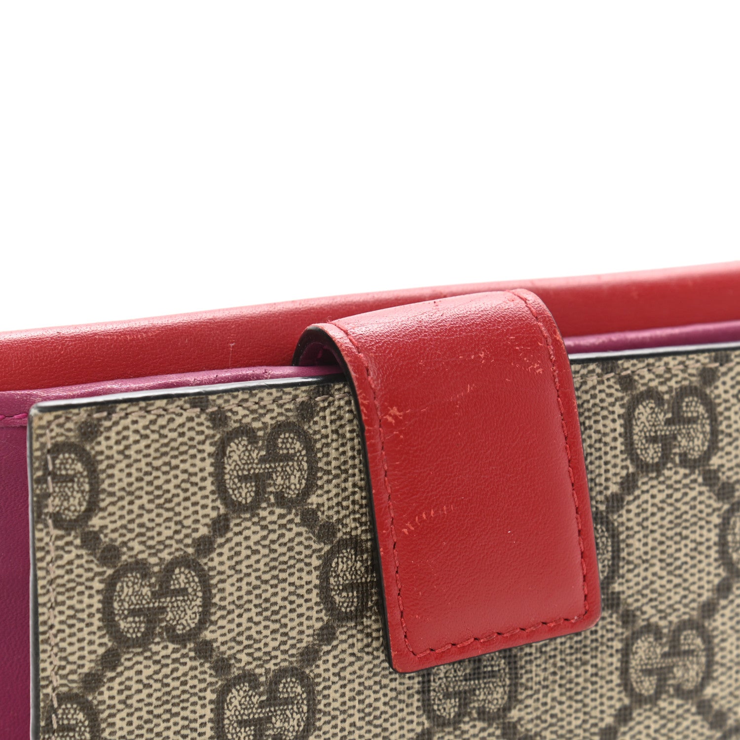 Gucci GG Supreme Monogram Calfskin French Flap Wallet Beige Ebony Hibiscus Red New Rosette 9 of 9