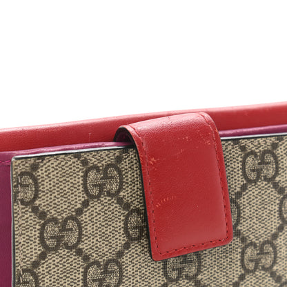 Gucci GG Supreme Monogram Calfskin French Flap Wallet Beige Ebony Hibiscus Red New Rosette 9 of 9