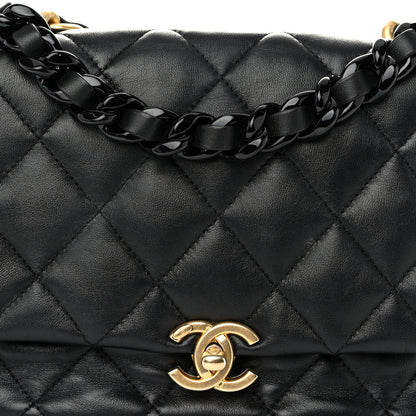 Chanel Lambskin Quilted Small Lacquered Chain Flap Black 8 of 10