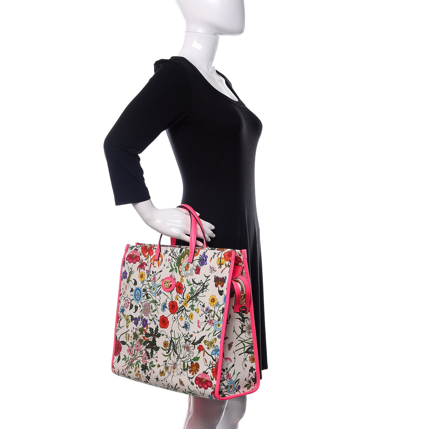 Canvas Large Flora Tote Pink Multicolor Fuchsia