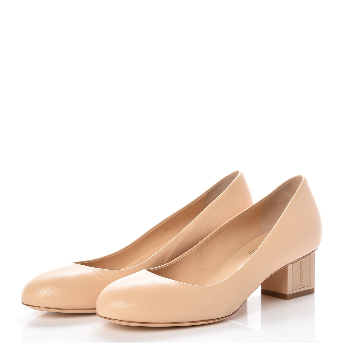 Lambskin CC Pumps 37 Beige