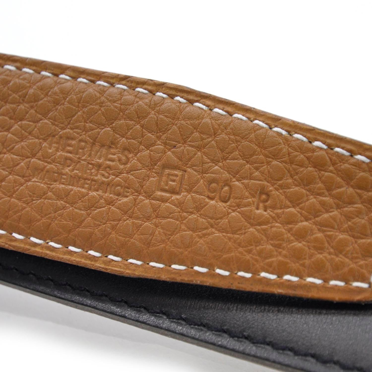 Hermes Leather Reversible H Belt 90 Black Gold 2 of 4