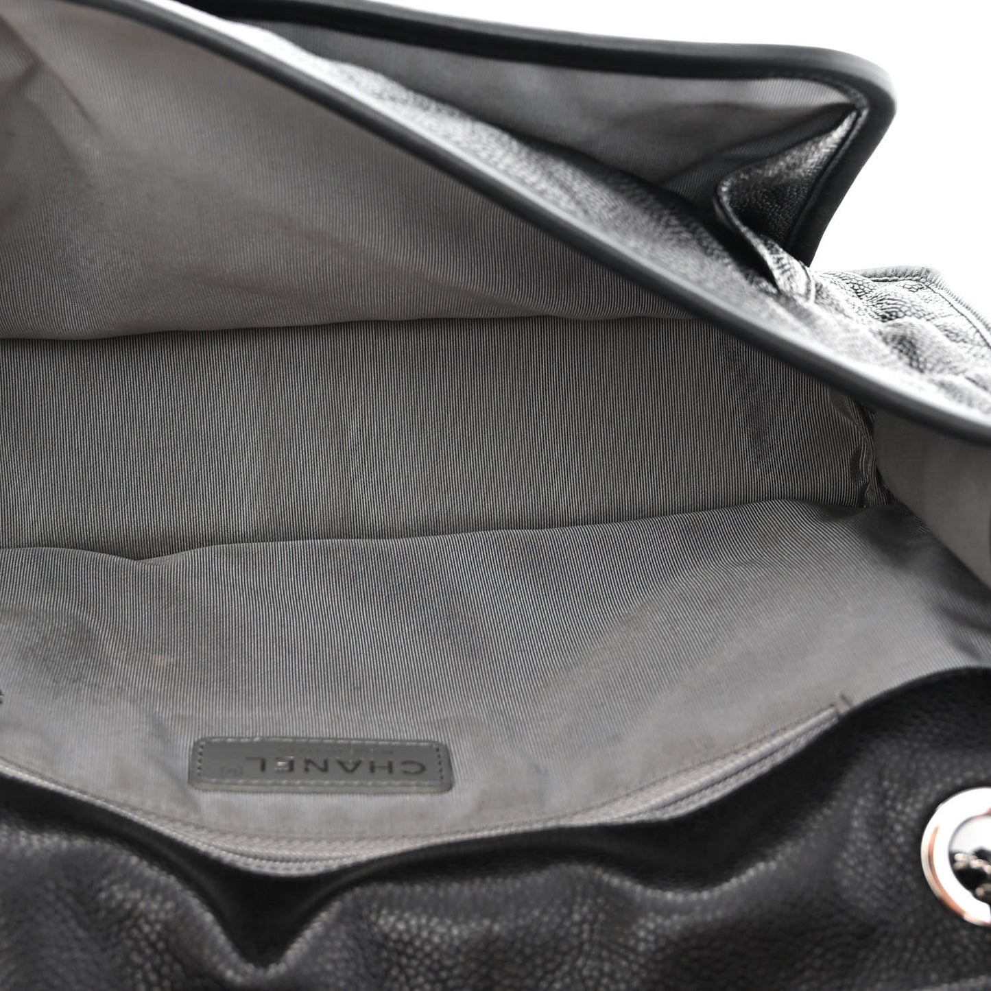Caviar Quilted Large French Riviera Flap Black