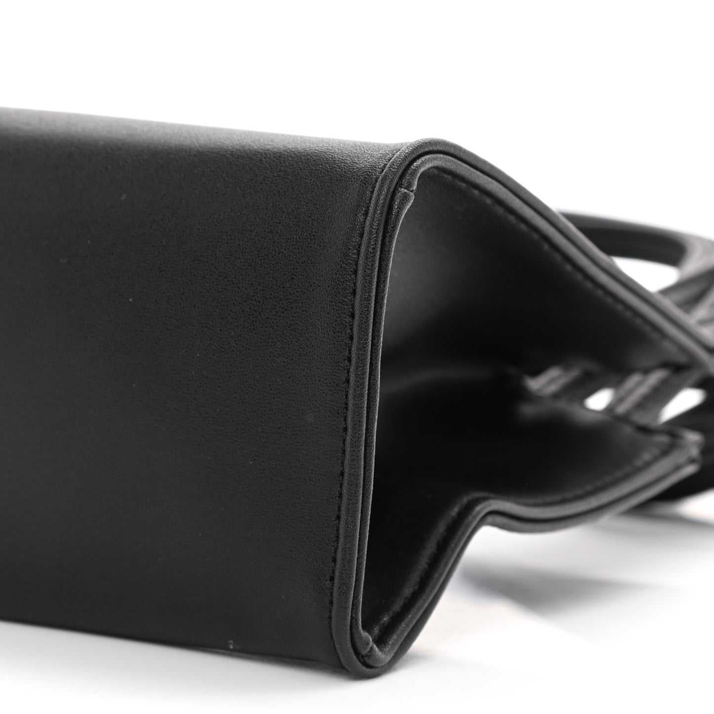 Vegan Leather Small Shopping Bag Black