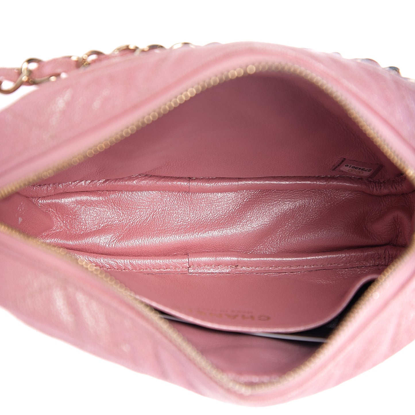 Iridescent Caviar Quilted Small Timeless Camera Case Pink