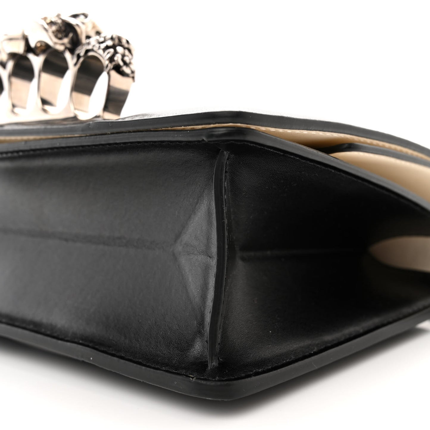 Calfskin Slash Knuckle Shoulder Bag Black Ivory