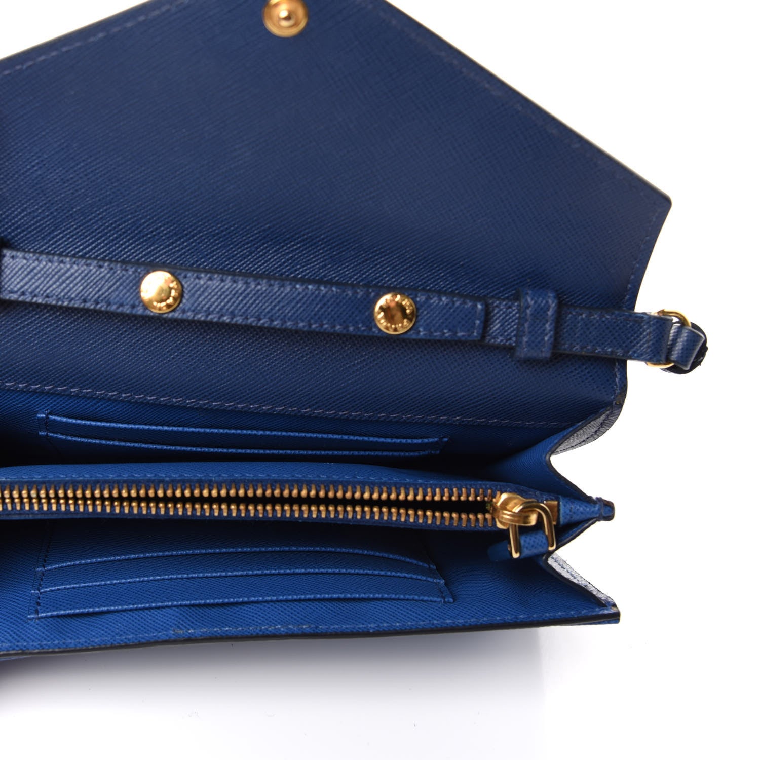 Prada Saffiano Envelope Crossbody Wallet Bluette Azzurro 5 of 8