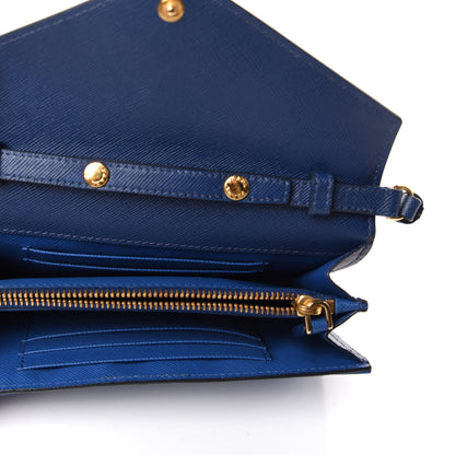 Prada Saffiano Envelope Crossbody Wallet Bluette Azzurro 5 of 8