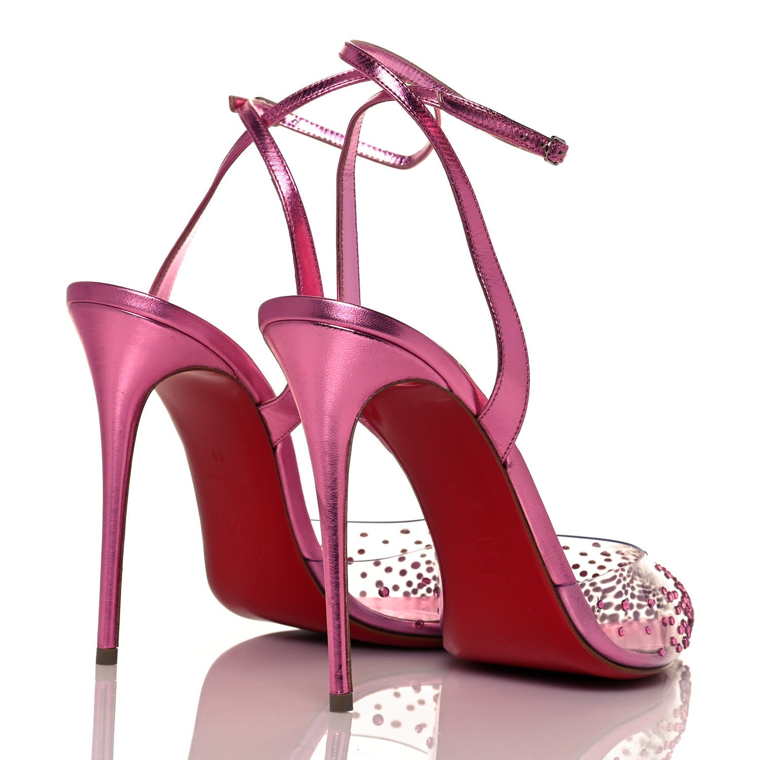 Christian Louboutin Metallic PVC Psychic Spikaqueen 100 Pumps 41 Pink 4 of 8