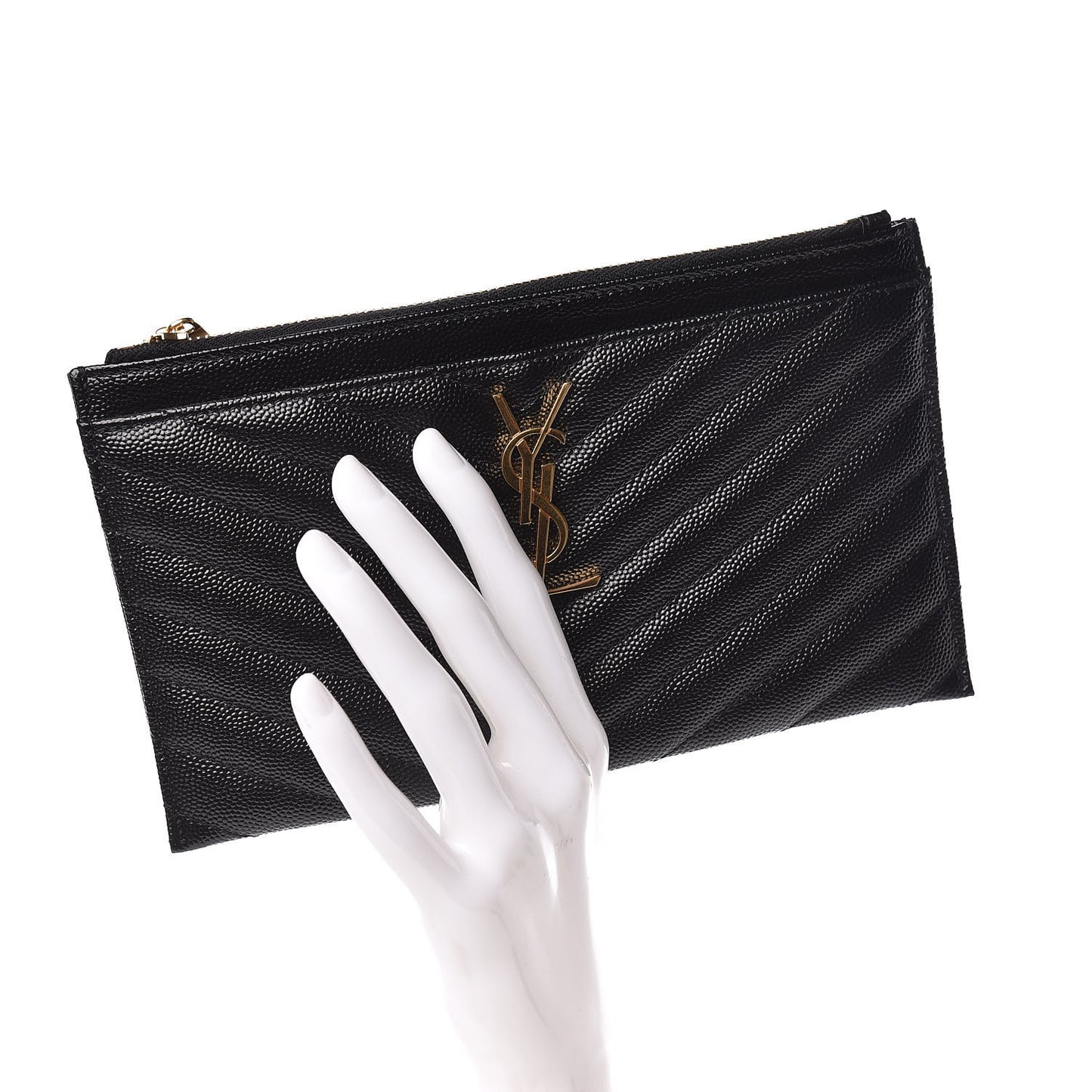 Grain De Poudre Chevron Monogram Bill Pouch Black