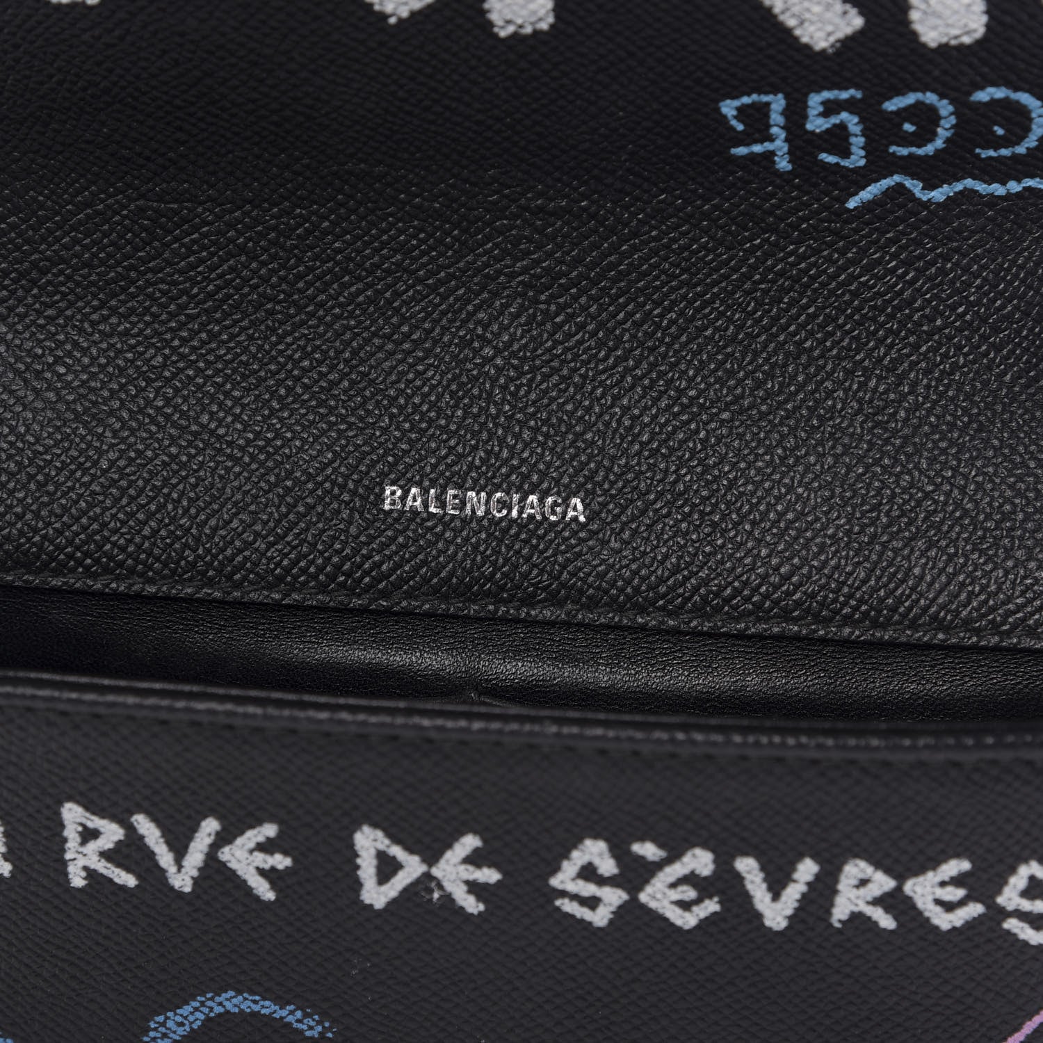 Balenciaga Grained Calfskin Graffiti S BB Round Crossbody Bag Black Multicolor 8 of 10