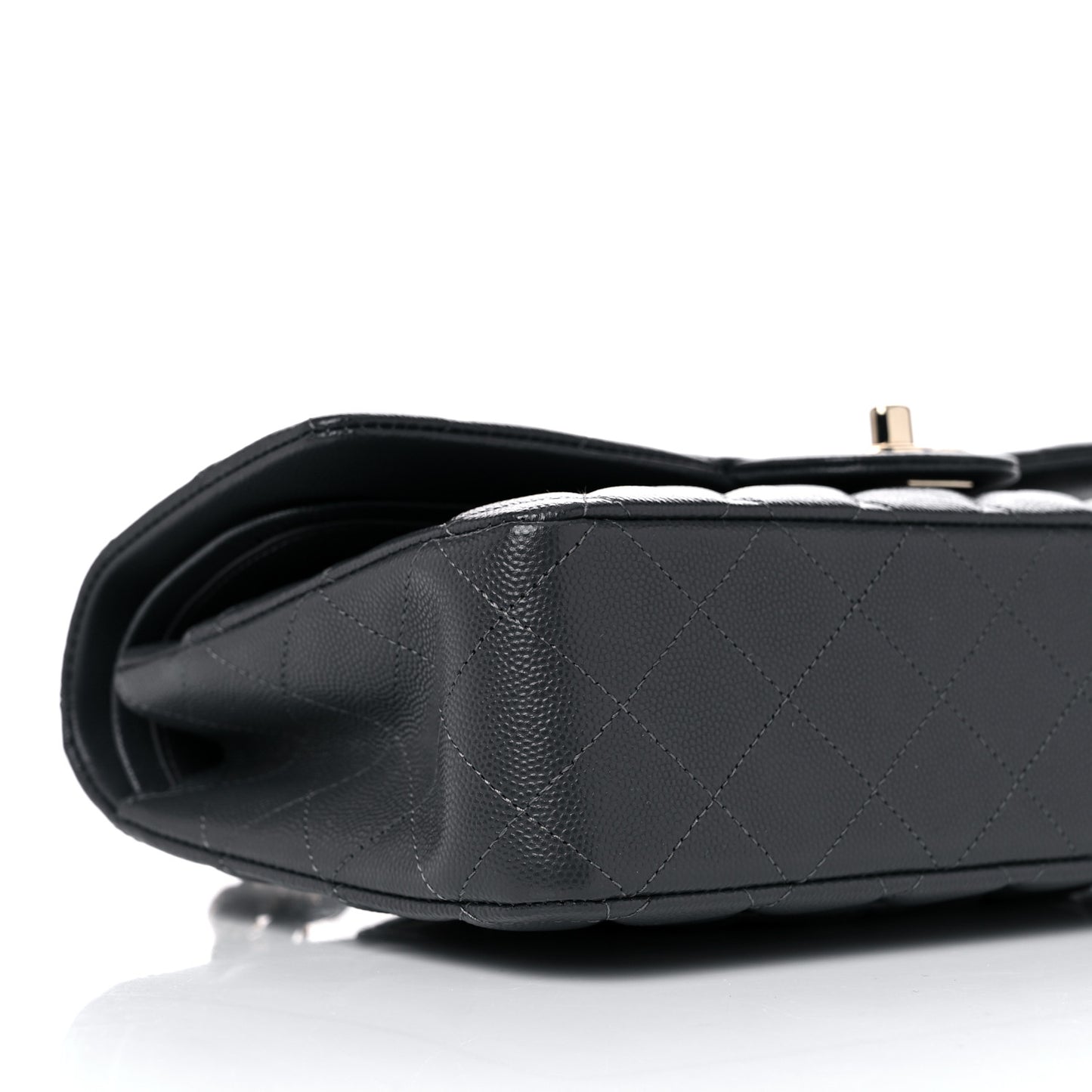 Caviar Quilted Medium Double Flap Dark Grey