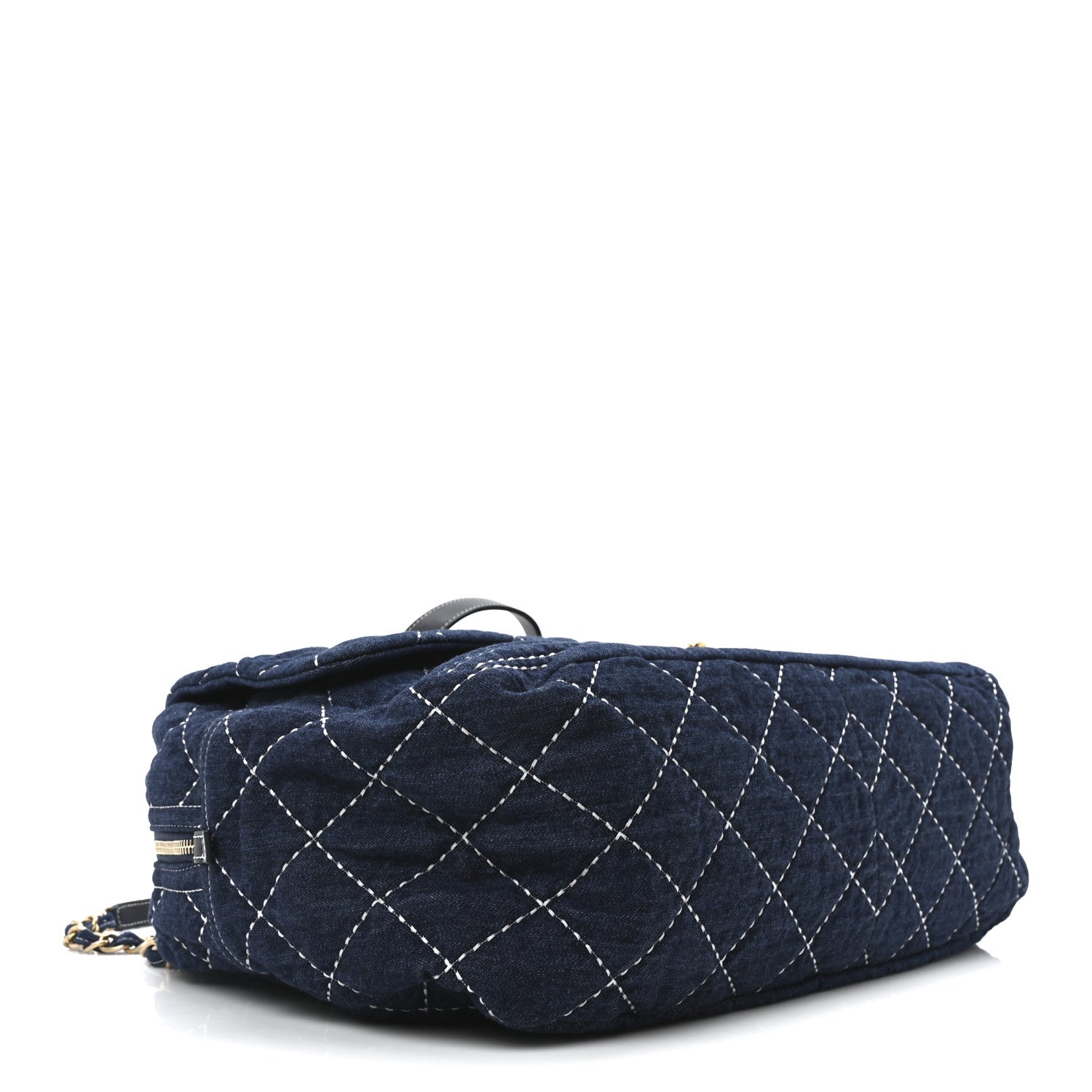 Chanel Denim Quilted Large Express Bowling Bag Blue 4 of 10
