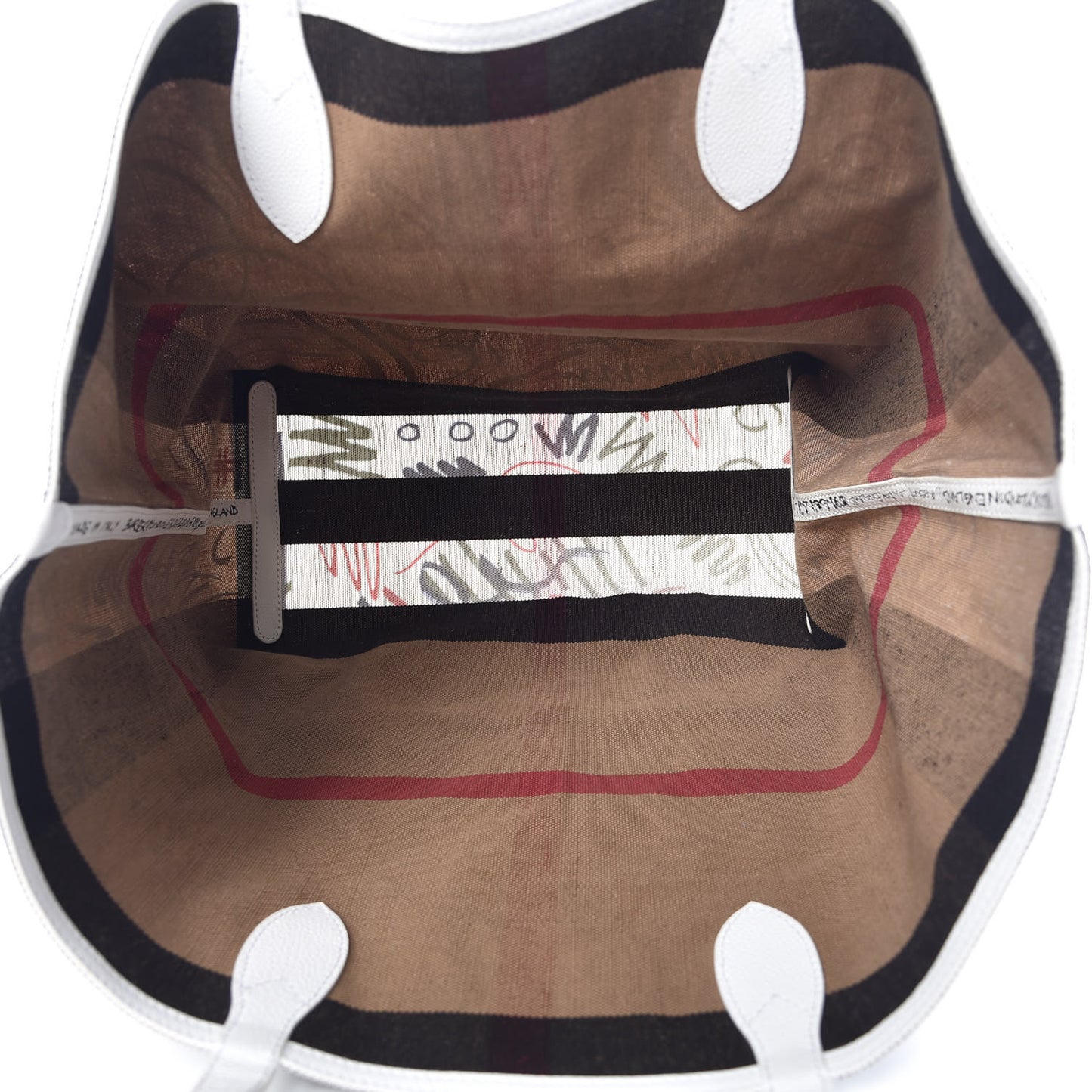 Coated Canvas Mega Check Sketchbook Large Reversible Doodle Tote White
