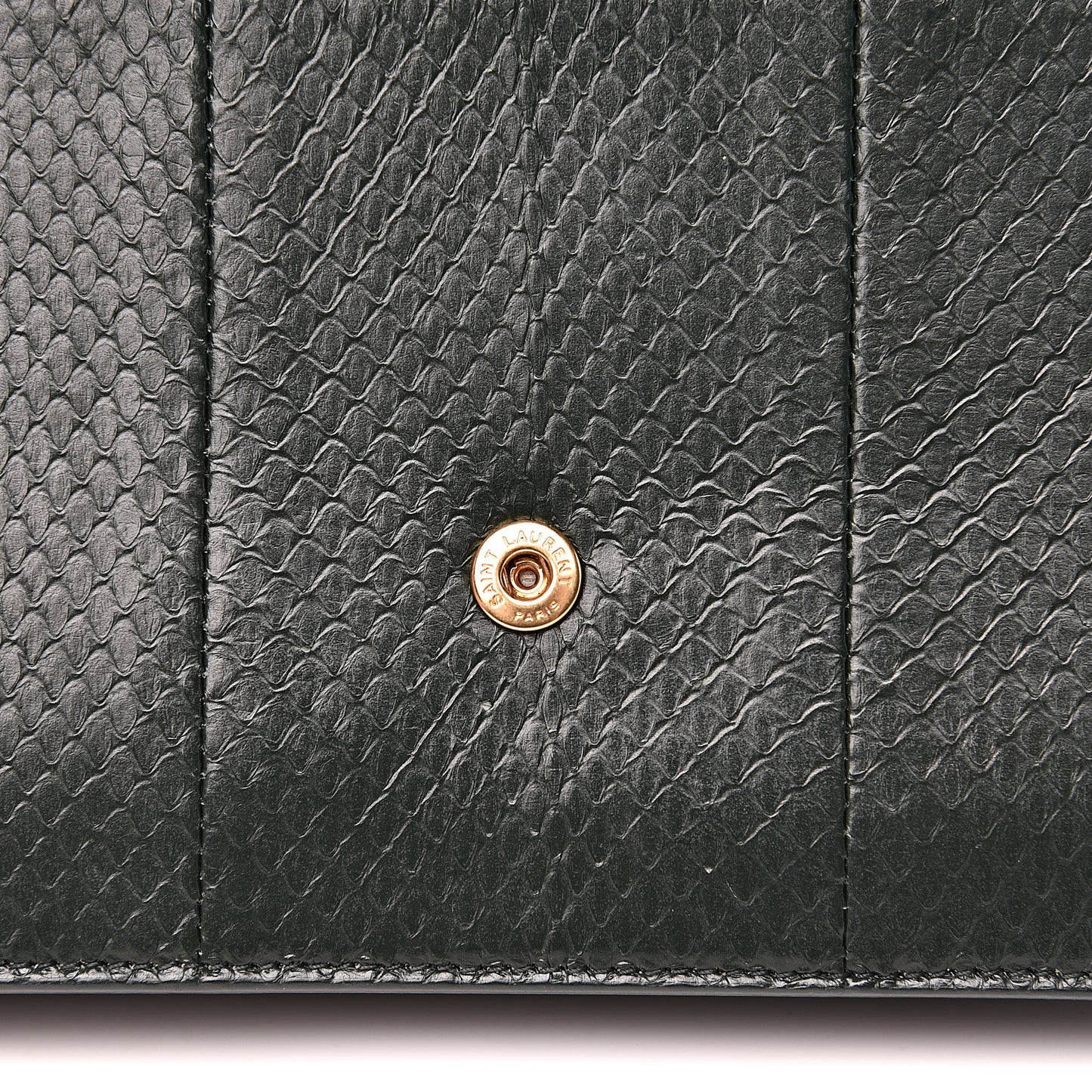 Snakeskin Monogram Envelope Chain Wallet Dark Green