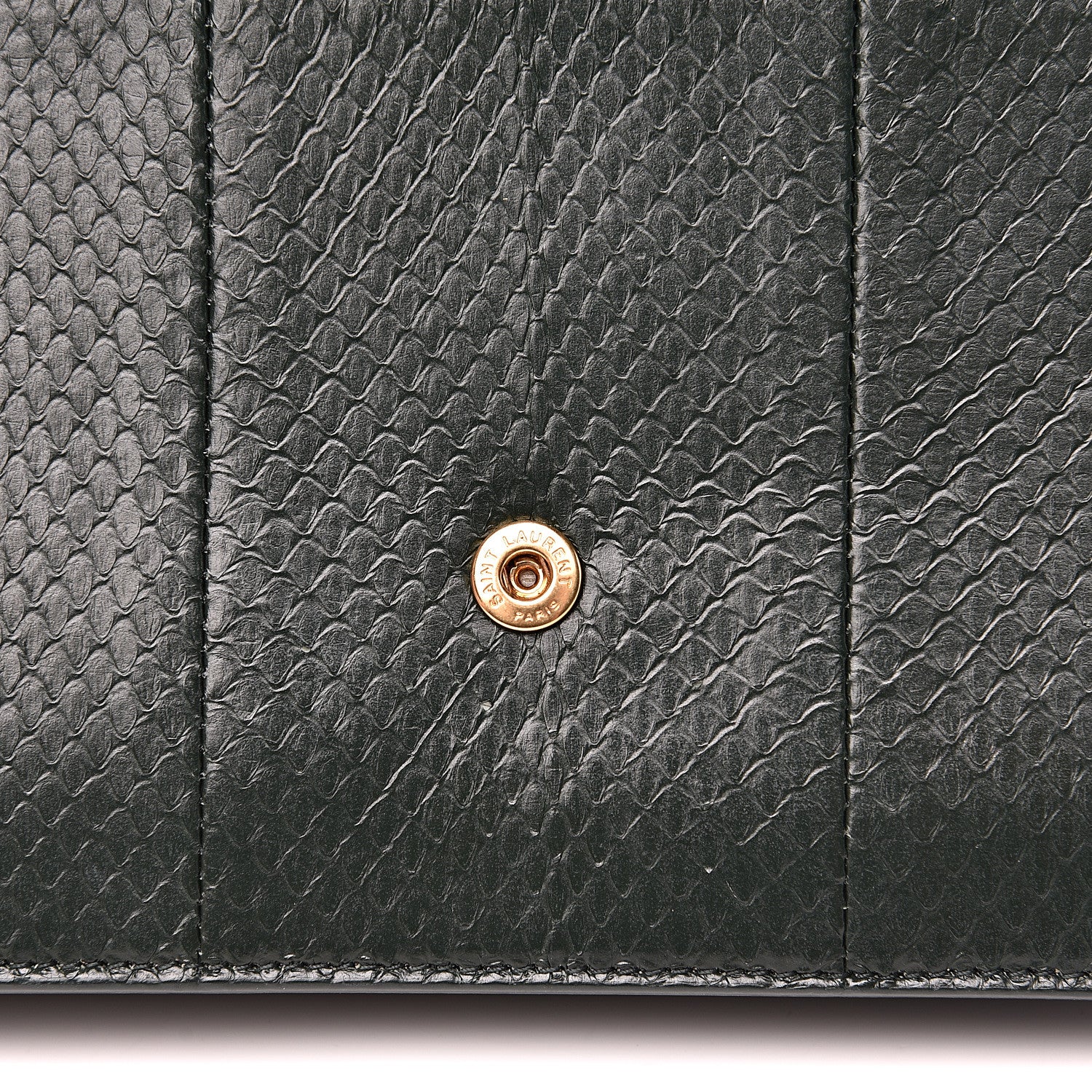 Saint Laurent Snakeskin Monogram Envelope Chain Wallet Dark Green 6 of 13