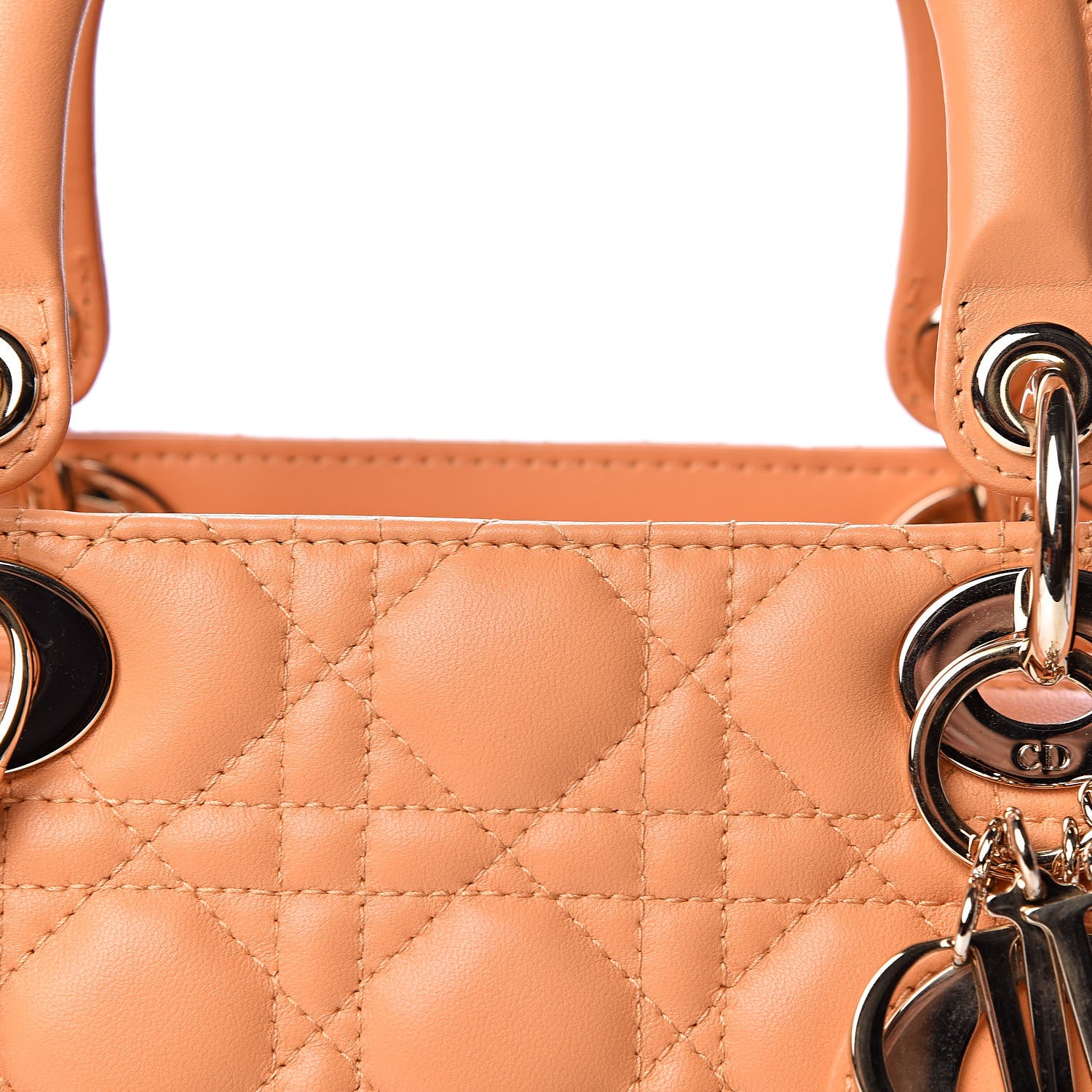 Christian Dior Lambskin Cannage Medium Lady Dior Orange 10 of 10