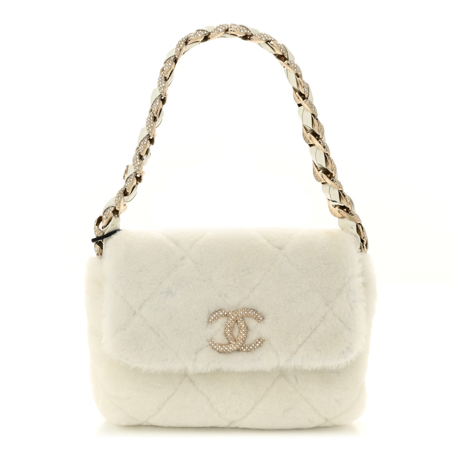 Chanel Shearling Lambskin Crystal Strass Flap White 1 of 10