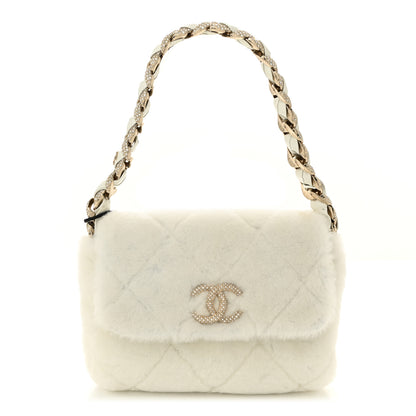 Chanel Shearling Lambskin Crystal Strass Flap White 1 of 10