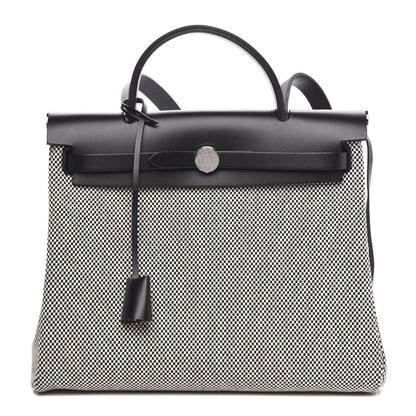 Hermes Vache Hunter Criss Viking Herbag Zip Retourne 31 PM Ecru Black 1 of 11
