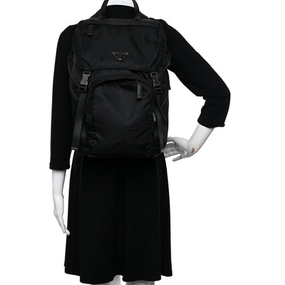 Prada Re-Nylon Saffiano Logo Double Buckle Backpack Black 2 of 10