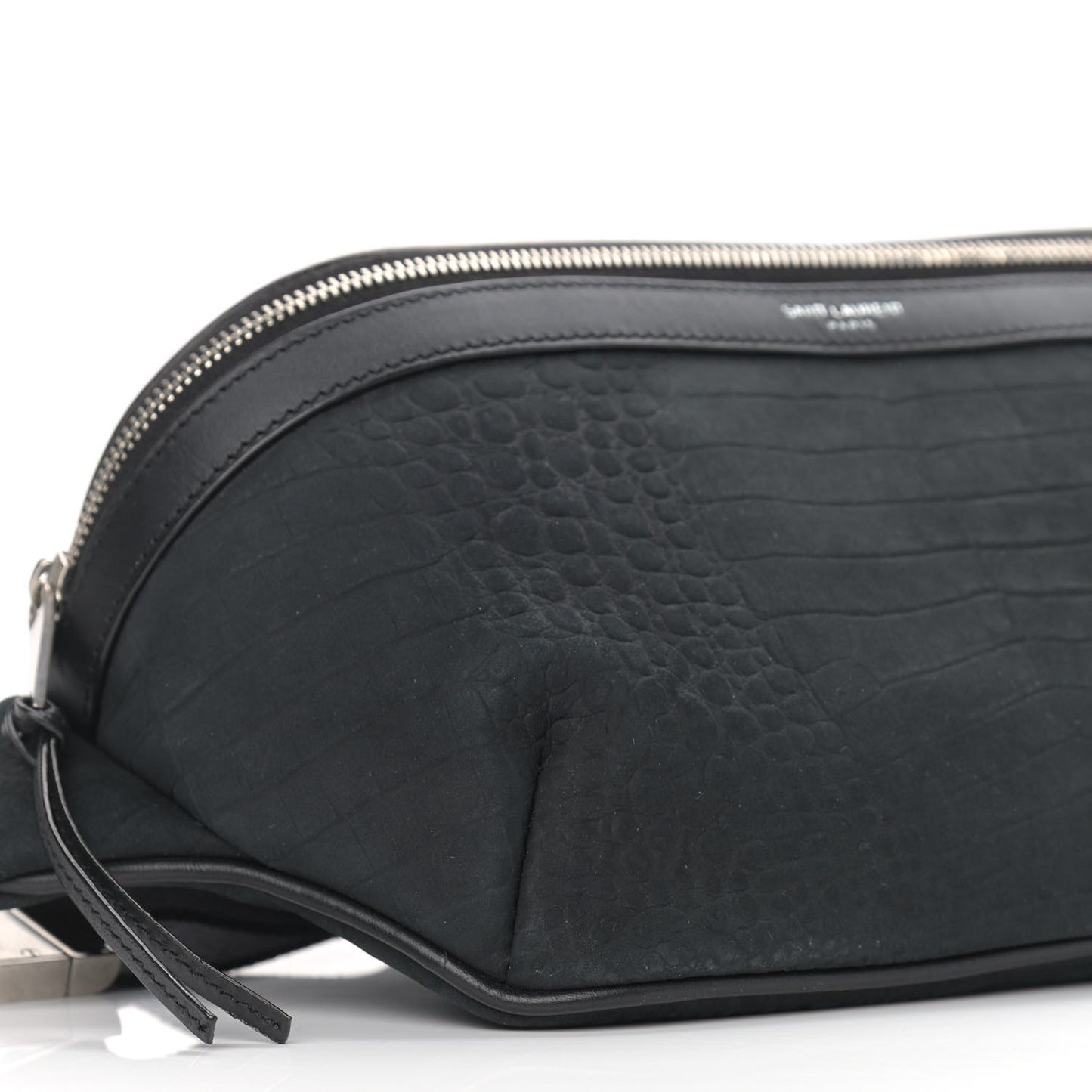 Nubuck Crocodile Embossed Classic Belt Bag Black
