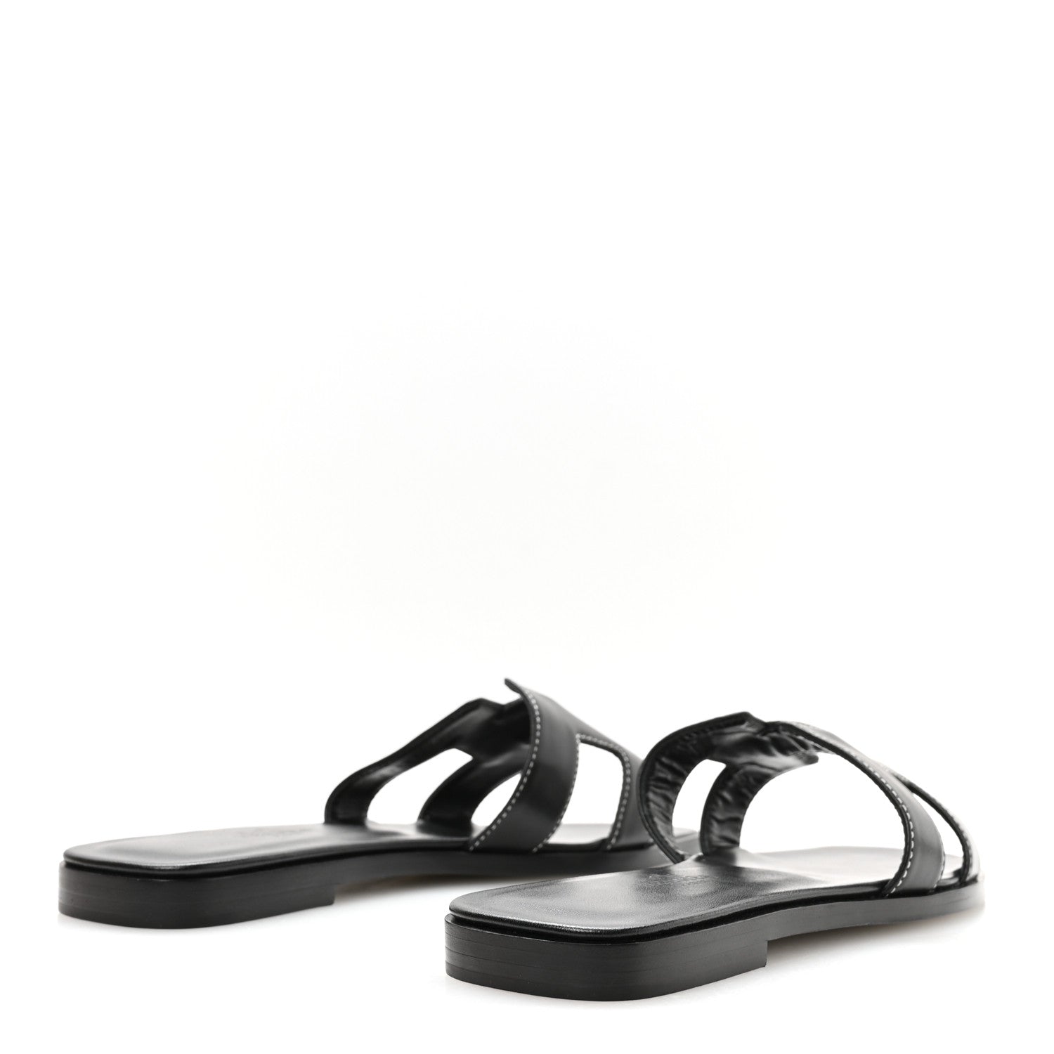 Hermes Box Calfskin Oran Sandals 37 Black 5 of 8