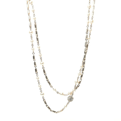Chanel Pearl Crystal CC Multi Strand Long Necklace Gold 1 of 6