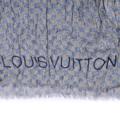 Louis Vuitton Cotton Linen Etole Damier Palm Stole Blue 5 of 7