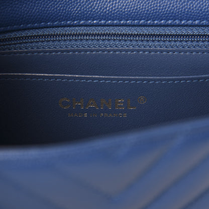 Chanel Caviar Chevron Quilted Mini Rectangular Flap Blue 8 of 11