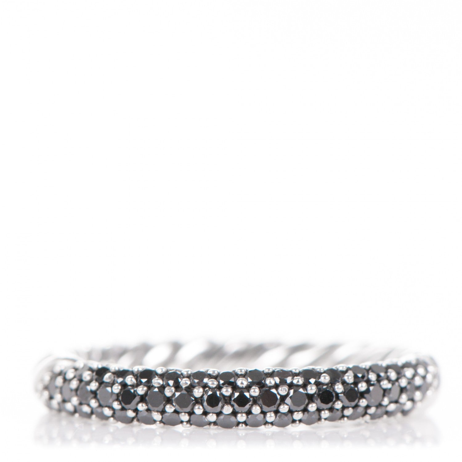David Yurman Sterling Silver Black Diamond 3mm Midnight Melange Band Ring 53 6.5 1 of 3