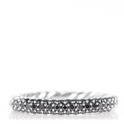 David Yurman Sterling Silver Black Diamond 3mm Midnight Melange Band Ring 53 6.5 1 of 3
