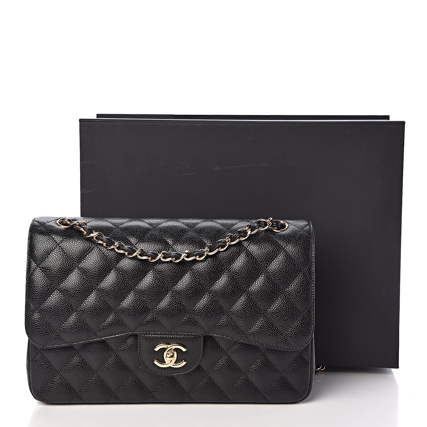 Caviar Quilted Jumbo Double Flap Black