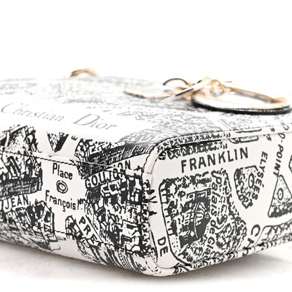 Christian Dior Calfskin Plan De Paris Printed Medium Lady D-Joy White Black 10 of 10