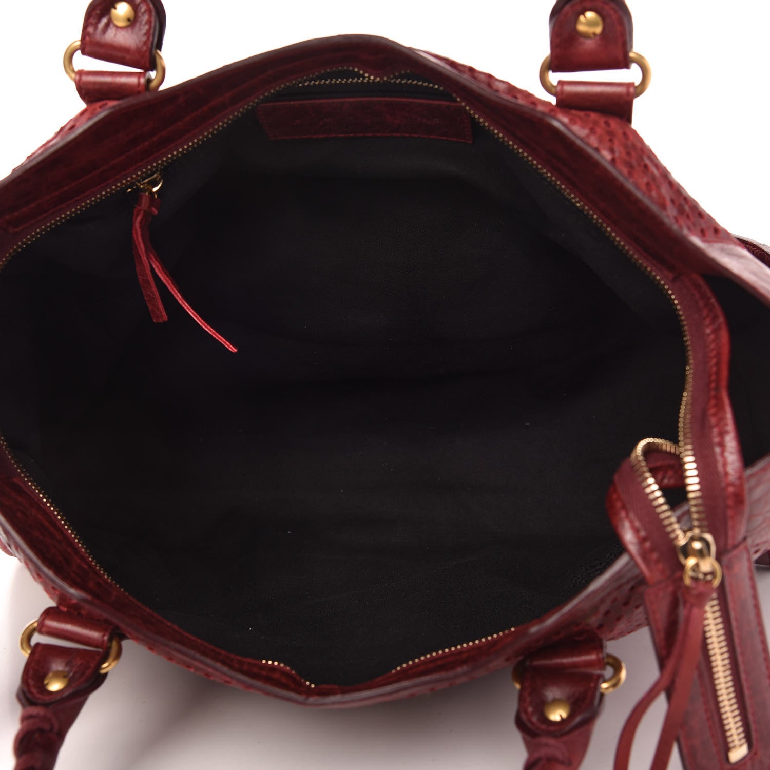 Balenciaga Agneau Laser Cut Cross Classic Gold Hardware City Rouge Lie De Vin 5 of 9