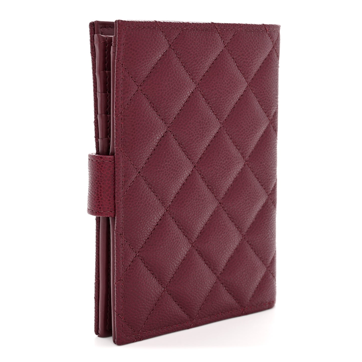 Caviar Quilted Passport Holder Dark Burgundy