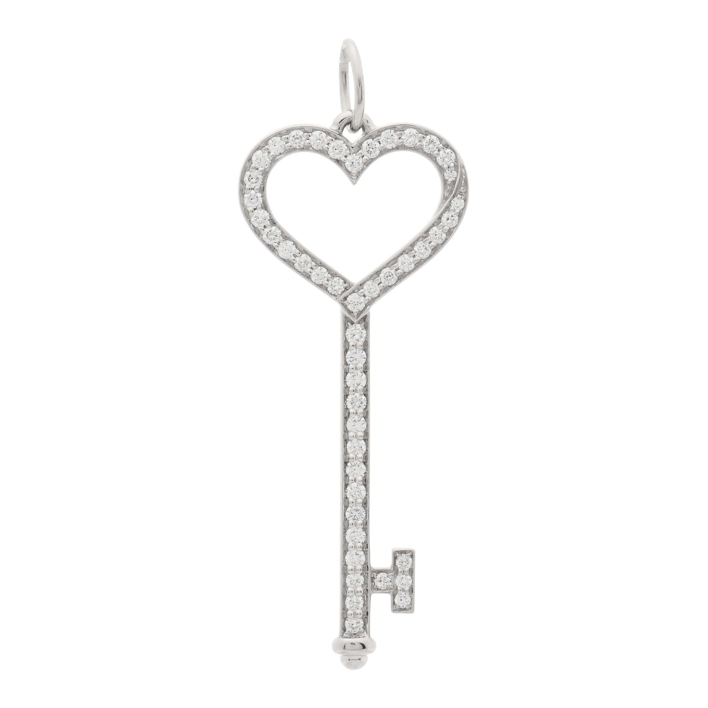 Platinum Diamond Heart Key Pendant